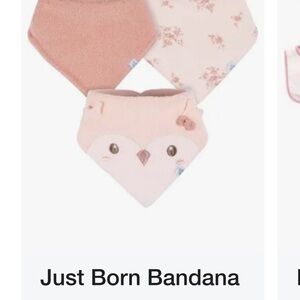 New Just Born Baby bib Bandana Sets Pink and Cream (2) sets. Six New bibs total